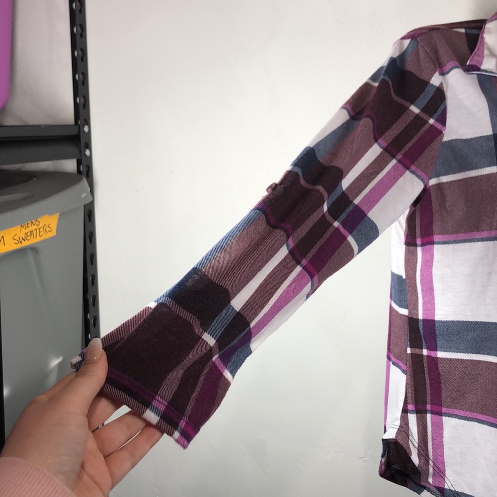 Rue 21 purple plaid soft flannel size large - Picture 4 of 10